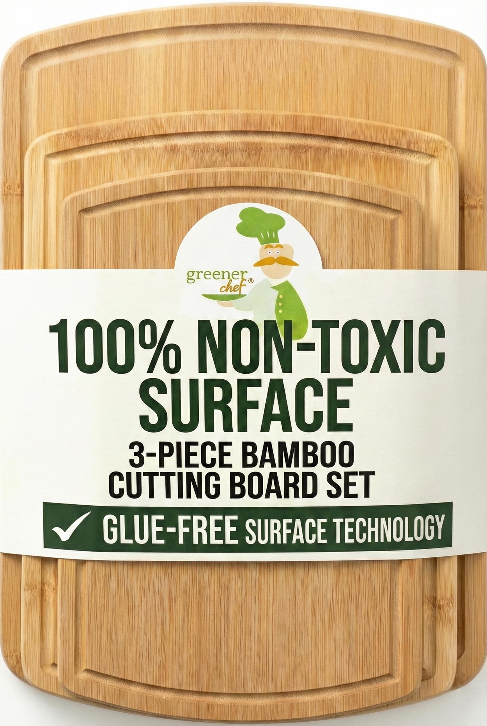 Greener Chef Organic Bamboo Cutting Board Set