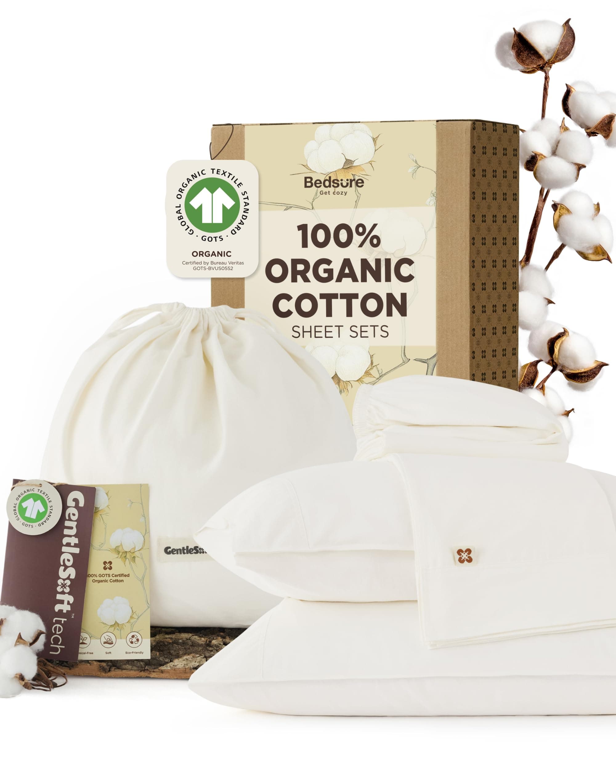 Bedsure 100% GOTS Certified Organic Cotton Sheets